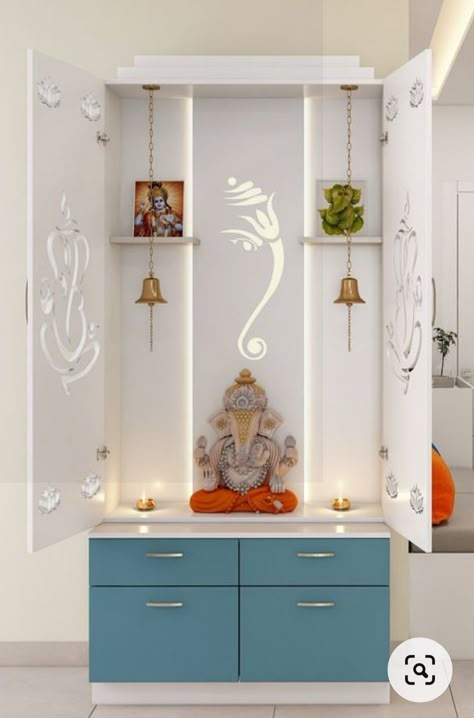 Pooja Room Wardrobe Design, Latest Pooja Room Door Designs, House Mandir, Temple Unit, Latest Pooja Room Designs, Small Pooja Unit, Pooja Room Ideas Indian Modern, Puja Room Design Indian, Pooja Room Ideas Indian