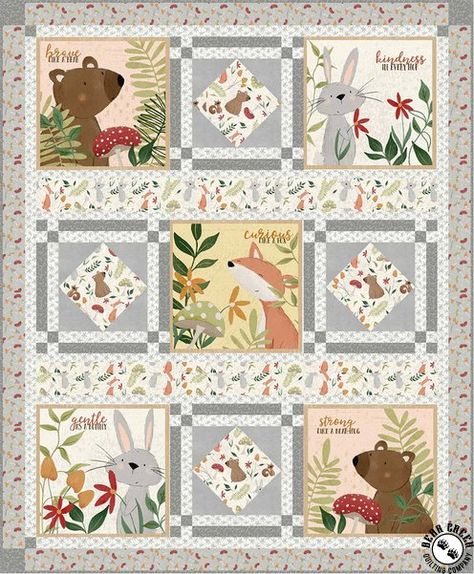 Woodland Quilts, Forest Friends Quilt, Family Quilt, Woodland Baby Quilt, Quilted Toys, Medallion Quilts, Toddler Quilt, Animal Quilts, Family Project