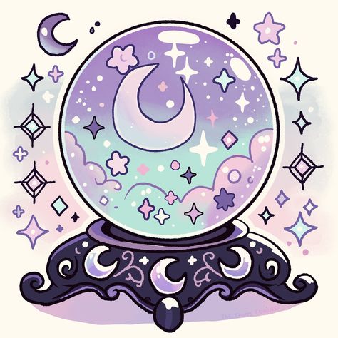 ✨ Peer into the pastel goth cosmos with this enchanting crystal ball! Lavender, mint, and baby blue hues swirl with tiny stars and moons, resting on a gothic black stand. Perfect for adding a touch of magic to your sticker collection! ✨💜🌙 🌟 Tag your fellow mystics! #PastelGoth #CrystalBallVibes #CuteSpooky #stickerlove Pastel Gothic Aesthetic, Pastel Witch Aesthetic, Tattoo Ideas To Draw, Witchy Artwork, Witchy Png, Kawaii Space, Pastel Witch, Halloween Wallpaper Backgrounds, Goth Baby