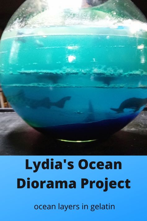 A step-by-step on how to make your own ocean layer diorama out of gelatin and a lot of fun mess. So Cool. Ocean Layers In A Jar, Ocean Diorama Project, Ocean Habitat Diorama, Ocean Diorama, Clear Ocean Water, Layers Of The Ocean, Diorama Project, Ocean Zones, Ocean Unit