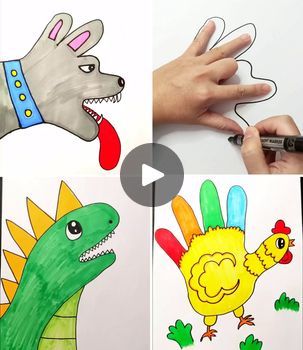 Animal Drawing Tutorial, Palm Drawing, Drawing A Hand, Drawing A Dog, Draw Dog, Drawing Tricks, Print Drawing, Hand Palm, Plaid Wallpaper