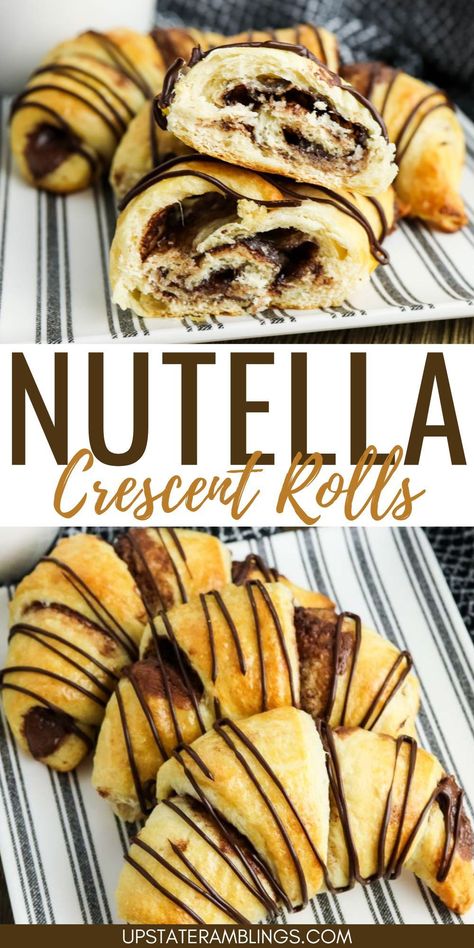 Nutella Crescent Rolls Easy Breakfast Croissant, Crescent Rolls With Chocolate Chips, Nutella Croissant Pillsbury, Pillsbury Dough Sheet Recipes Desserts, Ways To Use Crescent Rolls, Croissant Rolls Recipes, Crescent Roll Braids Easy Recipes, Crescent Roll Nutella Recipes, Dessert Recipes Crescent Rolls