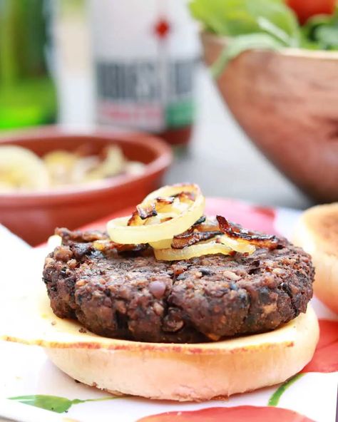 I've created the Ultimate Vegan Blackbean & Mushroom Seitan Burger!! What makes it SO good? Well, it's still a vegan burger, but with a meaty twist. The black beans & mushrooms provide deep umami flavour & a great vegan bean texture, while the seitan adds a bounce and meaty style texture that really satisfies carnivores & vegans alike. Make sure you try this vegan burger recipe for your next BBQ or cookout. It's so delicious and everyone will love it. #veganburger #vegan #veganrecipe Seitan Burger, Vegan Bean, Vegan Burger Recipe, Vegan Barbecue, Vital Wheat Gluten, Vegan Burger, Vegan Beans, Burger Recipe, Seitan