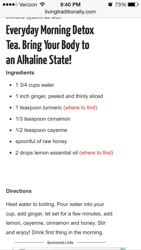 Morning detox drink livingtraditionally.com/everyday-morning-detox-tea-bring-body-alkaline-state Morning Detox Drink, Alkaline Diet Recipes, Alkaline Recipes, Morning Drinks, Alkaline Diet, Alkaline Foods, Healthier Lifestyle, Raw Honey, Detox Tea