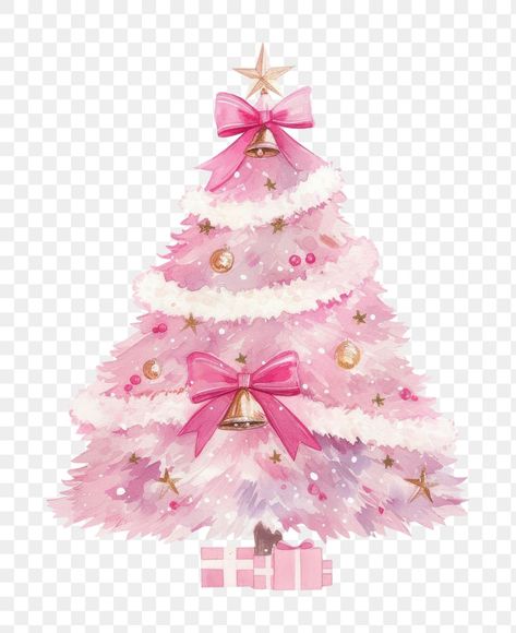 Pink Christmas Drawing, Pink Christmas Illustration, Coquette Christmas Tree, Christmas Holiday Food, Kawaii Christmas Tree, Valentine's Diy, Christmas Tree Illustration, Pink Decorations, Christmas Tree Pink