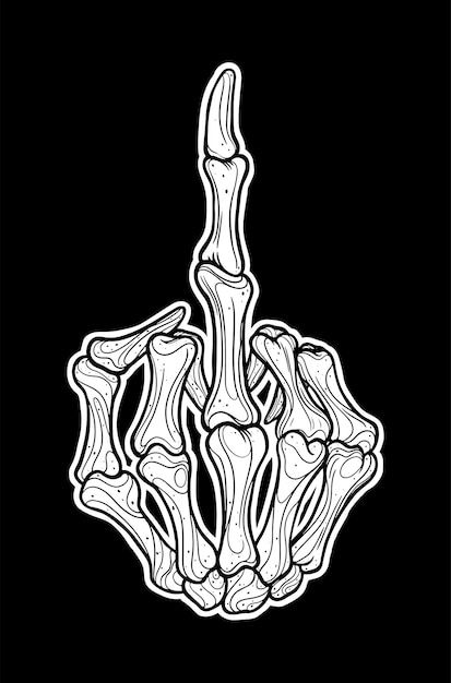 Skeleton Outline Drawing, Skeleton Vector Illustration, Hand Skull Drawing, Skeleton Hand Flipping Off, Skeleton Middle Finger Wallpaper, Skeleton Middle Finger Tattoo, Middle Finger Drawing Reference, Skull Hand Drawing, Skeleton Hand Middle Finger