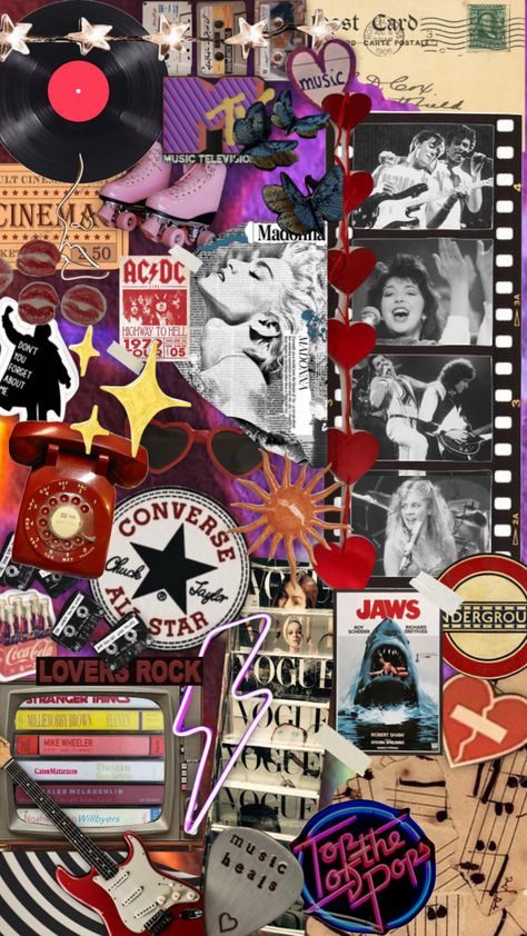 Shuffles Lockscreen, 80s Aesthetic Collage, 80s Lockscreen, 80s Vibes Wallpaper, 80s Rock Aesthetic, 80s Aesthetic Wallpaper, 80s Pop Culture, 90s Pop Culture, Best Wallpaper Hd