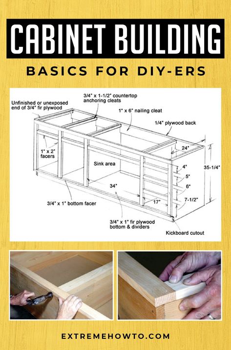 Diy Kitchen Cabinets Build, Cabinet Building, Building Cabinets, Kitchen Cabinet Plans, Cabinet Woodworking Plans, Building Kitchen Cabinets, Lower Cabinets, Cocina Diy, Cabinet Plans