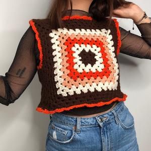 Crochet Vest Brown, Brown Yarn Crochet Ideas, Brown Crochet Ideas, Styling A Sweater Vest, Crochet Fall Sweater, Dropping Out Of College, Crochet Vest Pattern, Crochet Girls, Crochet Pumpkin