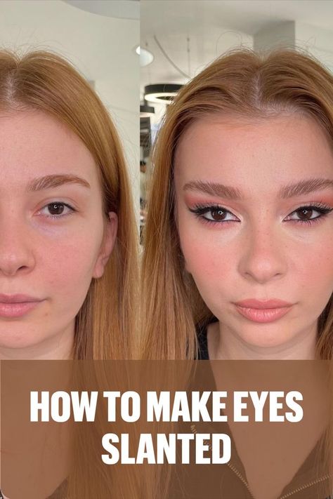 How To Make Eyes Look Slanted, Almond Shaped Eyes Aesthetic, How To Make Round Eyes Look Almond, Slanted Eyes Makeup, Almond Eyes Aesthetic, Almond Makeup, Slanted Eyes, Art Deco Makeup, Almond Eye Makeup