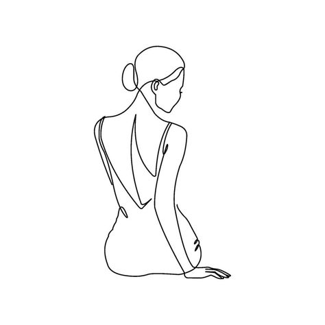 Female Line Art Tattoo, Siluette Woman Drawing, Tattoo Silhouette, Line Art Female, Personal Illustration, Drawing Logo, Free Tattoo Designs, Woman Line Art, Silhouette Drawing