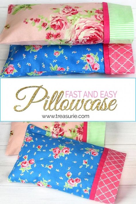 Homemade Pillow Cases, Make A Pillowcase, Sewing Pillow Cases, Homemade Pillows, Pillow Cases Tutorials, Pillow Cases Diy, Pillowcase Pattern, Beginner Sewing Projects Easy, Sewing Pillows