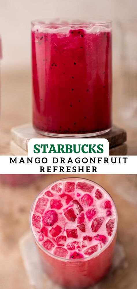 Frozen Dragonfruit Recipes, Dragon Fruit Powder Recipes, Mango Dragon Fruit Refresher Recipe, Mango Dragonfruit Refresher Recipe, Dragonfruit Refresher Recipe, Canning Juice, Dragon Fruit Tea Recipe, Starbucks Mango Dragonfruit Refresher, Dragon Fruit Recipes