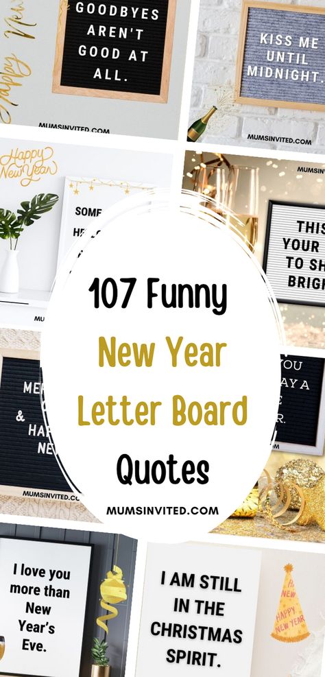 Here are the best short, funny, hilarious and witty New Year letter board quotes to make you laugh out loud. You'll find the funniest letter board quotes perfect for celebrating the start of 2024. These cute & aesthetic New years letterboard quotes are filled with humor & will resonate with lovers of new year resolutions. winter letterboard quotes. holiday letter board ideas. Letter board quotes January. January letterboard quotes. New years letterboard quotes funny. New years message board. January Message Board Quotes, New Year Sayings For Letter Board, Funny New Years Letterboard, New Year Felt Board Quotes Funny, Nye Letterboard Quotes, New Year Felt Board Quotes, New Years Letter Board Ideas, New Year’s Eve Letter Board, 2024 Funny Quotes