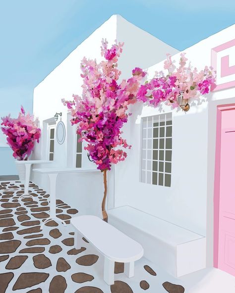 Greece Inspired Backyard, Santorini Inspired Backyard, Santorini Interior Design, Greece Design, Confetti Theme, Santorini Villas, Santorini House, Greece Fashion, Backyard Shade