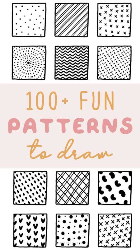 Easy Doodles Patterns Simple, Step By Step Patterns Drawing, Easy To Paint Patterns, Pattern Drawing Ideas Easy, Simple Doodle Patterns, Basic Patterns Drawing, Patterns Drawing Simple Doodle Art, Drawing Ideas Easy Doodles Pattern Simple, Easy Patterns To Draw Simple