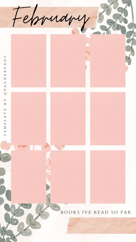 Book Month Template, Monthly Book Template, Month Book Tracker, Monthly Book Template Instagram, Book Template Aesthetic, February Book Template, February Reads Template, February Reading Template, Reading Template Instagram