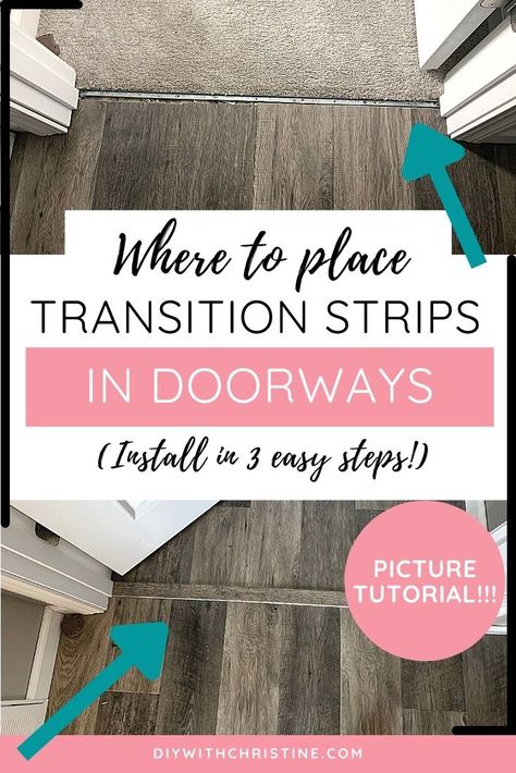 Diy Threshold Transition, Diy Transition Strip, Doorway Floor Transition Ideas, Vinyl Floor Transition Ideas, Flooring Change Transition, Vinyl Flooring Transition Ideas, Transition Pieces For Flooring, Lvp Flooring Transition To Carpet, Door Transition Ideas