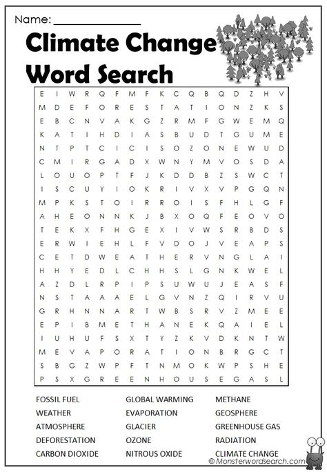 cool Climate Change Word Search Climate Activities 3rd Grade, Middle School Word Search, Pollution Activities Worksheets, Change Word, Climate Activities, What Is Climate, Word Search Printables, Word Search Puzzles, Word Searches