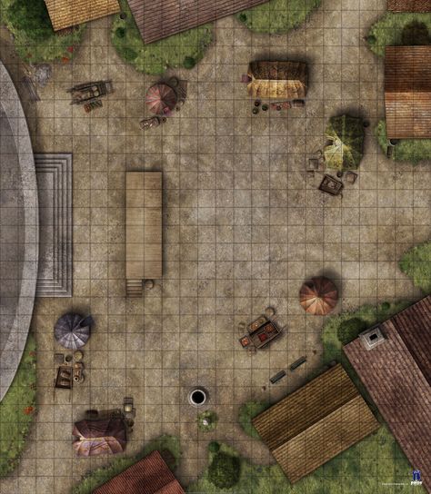 Town Square Map Dnd, Dnd Golem, Rise Of The Runelords, Pathfinder Maps, Fantasy City Map, Dungeon Tiles, Plastic Mat, Fantasy Town, Urban Engagement