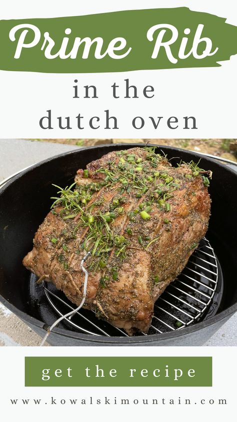 Prime Rib Dutch Oven, Bone In Prime Rib Roast Dutch Oven, Prime Rib In Dutch Oven, Prime Rib Roast In Dutch Oven, Prime Rib Roast Dutch Oven, Dutch Oven Rib Roast, Dutch Oven Prime Rib Roast, Prime Rib Dutch Oven Recipes, Roast In Dutch Oven