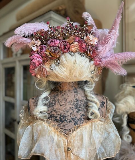 In our Marie Antoinette era. 👑 Halloween doesn’t have to be spooky. Just dressed up and dramatic! Add a costume to your millinery form, bust or dress form. We have Marie Antoinette inspired wig and mask sets, Masquerade masks, Corsages and attire at www.fernandtwig.com! Find this new upcoming line this Friday at 8pm EST at this week’s Fern and Twig Fall Friday drop! #baroque #rocococore #rococo #victorianfashion #embellish #embellished #embellishedbrocante #corset #oneofakind #handmade #hal... Marie Antoinette Headpiece, Fall Friday, Masquerade Masks, Masks Masquerade, Facepaint, Dress Form, Marie Antoinette, Rococo, Victorian Fashion