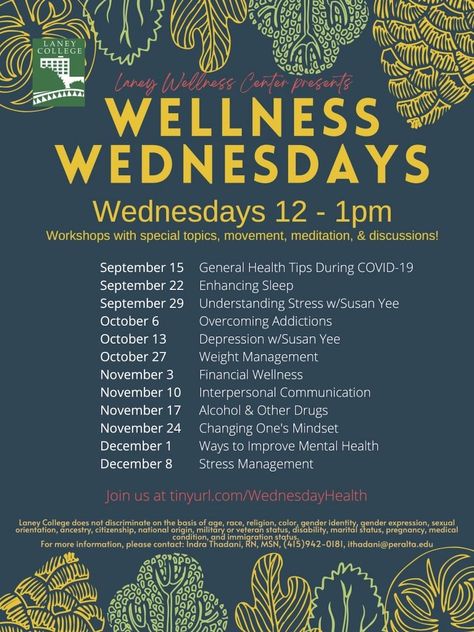 Wellness Wednesdays - Wellness Center Wellness Center Wellness Challenge Ideas Workplace, Wellness Workshop Ideas, Wellness Event Ideas, Wellness Competition, Wellness Center Design, Wellness Fair, Employee Wellness Programs, Wellness Event, Movement Meditation