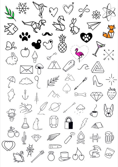 Easy Things To Draw For Beginners Simple, Beginner Flash Sheet, Easy Linework Tattoo, Easy Tattoo Stencils For Beginners, Small Easy Tattoos For Beginners, Hand Poke Tattoo Designs, Easy Beginner Tattoos, Stick And Poke Designs, Stick And Poke Tattoo Ideas Simple