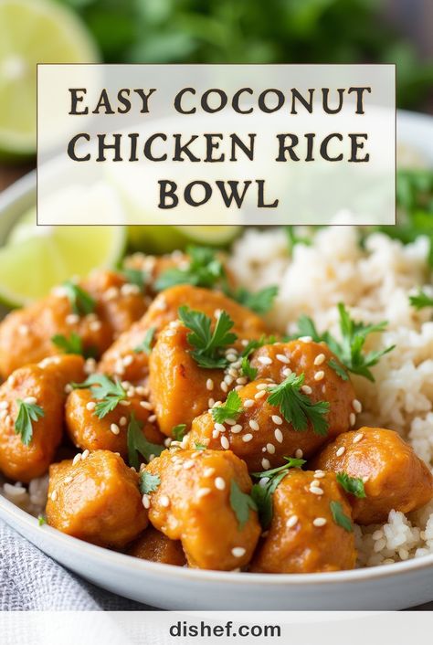 This Easy Coconut Chicken Rice Bowl is creamy, flavorful, and so simple to make! 🥥🍗✨ Juicy chicken, fluffy rice, and a rich coconut sauce come together for the perfect meal. Ready in no time and packed with deliciousness! Try it for dinner tonight! 😋
#EasyDinner #CoconutChicken #RiceBowl #HealthyEating #WeeknightMeals #Foodie #HomemadeGoodness #GlutenFree #DeliciousRecipes #DinnerIdeas