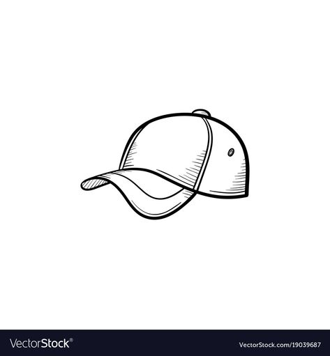 Ball Cap Tattoo, Baseball Cap Illustration, Cap Tattoo Hat, How To Draw A Hat, Baseball Hat Tattoo, Baseball Hat Drawing, Baseball Cap Tattoo, Baseball Cap Drawing, Cap Sketch