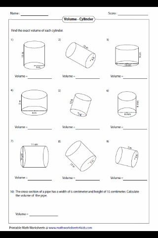 Math Volume Of Cylinder, Volume Of A Cylinder, Volume Worksheets, Volume Math, Basic Geometry, Geometry Worksheets, Word Problem Worksheets, Printable Math Worksheets, Kids Math Worksheets