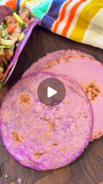 Charbel Barker on Instagram: "PURPLE TORTILLAS 🤤💜

Add a little color to your tacos with these simple tortillas! 

2 cups of warm water
1 small purple cabbage 
2 1/4 cups of corn flour Maseca 

Blend the water with the cabbage, strain directly into the flour, and form a dough that is not sticky. Make a 1 inch ball with the dough and press with a tortilla press. Next, cook at medium heat for about 1 minute each, enjoy your fresh tortillas! 💜 

#tortillas #tortilla #mexicanfood" Purple Tortillas, Cabbage Tortilla, Fresh Tortillas, Tortilla Press, Corn Flour, Purple Cabbage, Corn Tortillas, Tortillas, 2 Cups