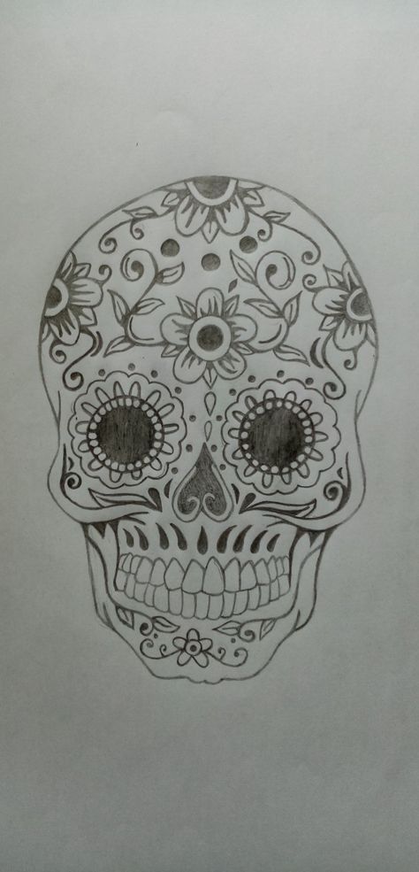 Skull Sketches Easy, Day Of The Dead Drawings Easy, Day Of The Dead Skull Drawing, Candy Skull Drawing, Mexican Sketches, Sugar Skulls Drawing, Day Of The Dead Drawings, Sugar Skull Drawings, Halloween Character Costumes