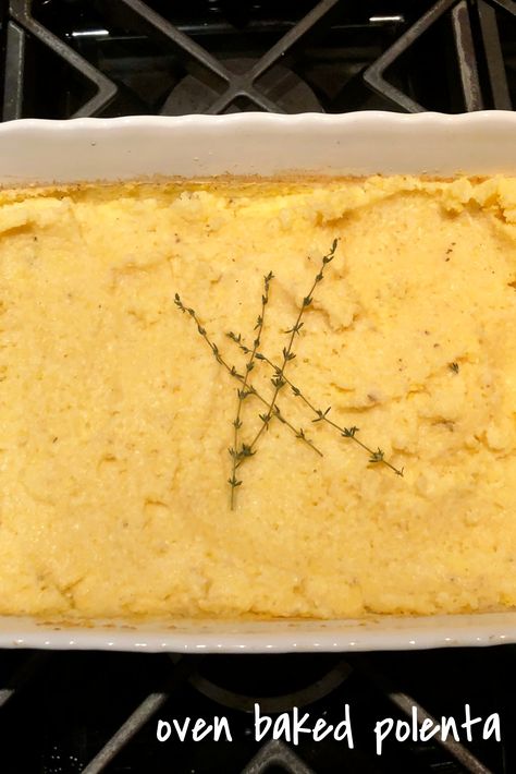 Oven Baked Polenta, Grits Dishes, Corn Meal Polenta Recipes Easy, Herbed Polenta, What Is Polenta Made Of, Baked Polenta Recipes, Polenta Skillet, Oven Polenta, Parmesan Polenta With Roasted Vegetables