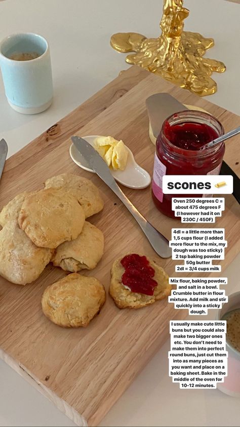 Scones recipe by Matilda Djerf (@matildadjerf on IG) Scones Recipe, Matilda Djerf, Scone Recipe, Baking Flour, Beautiful Food, Pretty Food, Easy Homemade, I Love Food, Scones