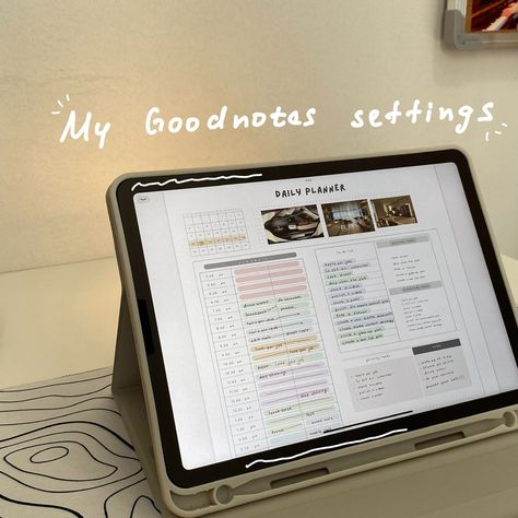 My basic Goodnotes settings for digital note-taking 📓 #goodnotes #goodnotestutorial #goodnotes5 #goodnotestips Goodnotes Presets, Goodnotes Settings, Ipad Goodnotes, Good Notes, Note Taking, Daily Planner, Ipad, Collage, Pins