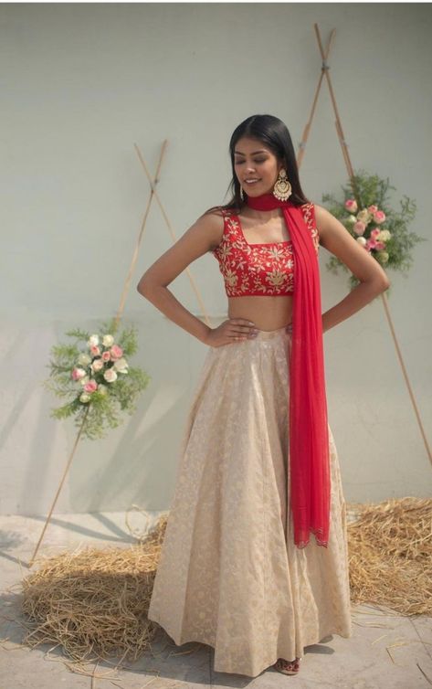 Crop Blouse Designs, Lehenga Crop Top, Blouse Tops Designs, Simple Lehenga, Navratri Dress, Cotton Lehenga, Half Sarees, Kurta Design, Choli Designs