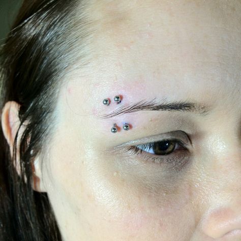 Double eyebrow by Billy   #body piercing #piercing Double Eyebrow Piercing One Side, Double Brow Piercing, Double Eyebrow Piercing, Piercing Setup, Diff Aesthetics, Eyebrow Piercings, Piercing Eyebrow, Tooth Ring, Human Teeth