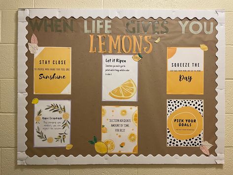 Manager Bulletin Board, Spring Counseling Bulletin Board, Dorm Hall Bulletin Boards, Wisdom Bulletin Board Ideas, Work Bulletin Boards Offices, Wellness Ra Board, Bulliten Board Ideas College, April Ra Bulletin Boards, Lemon Bulletin Board Ideas