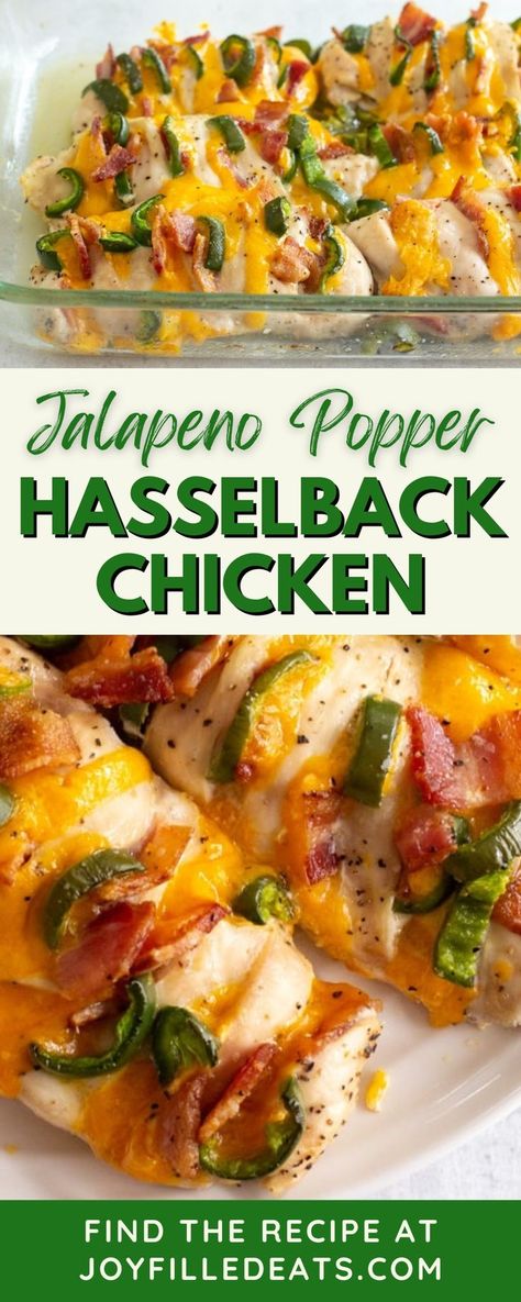 This Jalapeno Popper Hasselback Chicken recipe is an easy weeknight dinner. Create a show-stopping chicken dish that the entire family will enjoy with just a handful of ingredients. This recipe takes just under an hour from start to finish. Enjoy this keto, low-carb, gluten-free, and grain-free dish for all occasions. Hasselback Chicken, Popper Chicken, Chicken Dishes Easy, Favorite Recipes Chicken, Jalapeno Popper, Easy Chicken Dinner Recipes, Chicken Dish, Easy Weeknight Dinner, Chicken Main Dishes