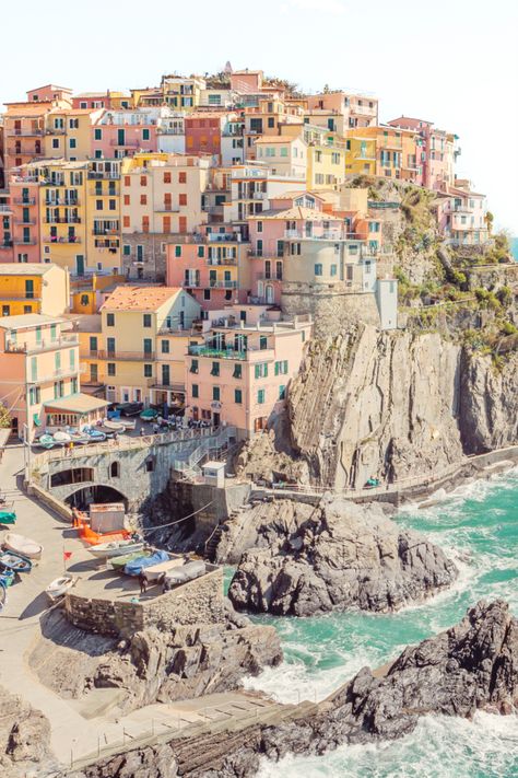 The colourful houses of Manarola. One of the five cliffside villages making up the famous Cinque Terre on the Italian Riviera Coast. Original and exclusive images taken by Wanderly Art. Be sure to pop by and check out the rest of my store at https://etsy.me/3PzeAwy Hotel Portofino, Coastal City, Italy Wall Art, Italian Riviera, Coastal Cities, Coastal Wall Art, European Summer, Travel Memories, Old City