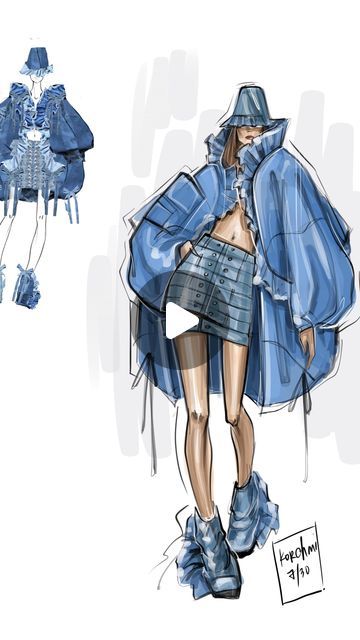 Denim Wear Illustration, Denim Illustration Fashion, Denim Fashion Illustration, Illustration Studio, Creativity Exercises, Nature Architecture, Denim Clothing, Denim Wear, Clothing Details