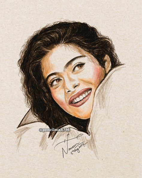 Kajol 🌹 Happy birthday 🎂 Quick sketch of Beautiful and super talented actress @kajol on her birthday, Hope you like it! #kajol #happybirthday #kajoldevgan #k3g @pencilman786 for more such #artwork #kajoldevgn #kajolmukherjee #kajolqueen #kajolic [ Kajol Devgun, Happy Birthday, Pencil Drawing, Artwork, Bollywood, 90s , Sketch ] Kajol Sketch, Bollywood Drawing, Bollywood Sketch, 90s Sketch, Bollywood 90s, Sketch Images, Pencil Sketch Images, Indian Art Paintings, Sketchbook Art