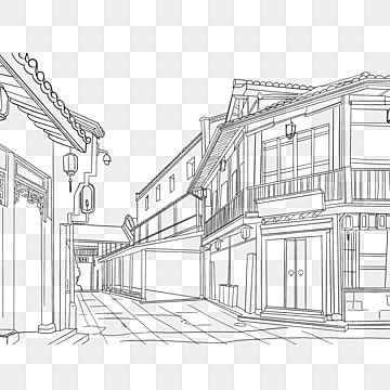 line drawing,ancient town,old street,market,alley Mirror Panel Wall, Town Drawing, Wing Drawing, Street Background, Gold Photo Frames, Mirror Panel, Drawing Png, Architecture Background, Single Line Drawing