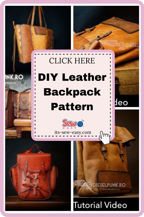 Diy Leather Backpack, Canvas Backpack Pattern, Square Leather Backpack, Backpack Patterns, Leather Backpack Pattern, Diy Backpack Pattern, Backpack Pattern Sewing, Leather Handbag Patterns, Diy Leather Projects