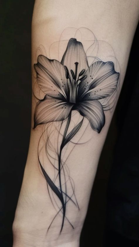 Orchid Cover Up Tattoo, Tattoos Of Lily Flowers, Intricate Flower Tattoo, Ethereal Flower Tattoo, Women Shoulder Cap Tattoo, Realistic Lily Tattoo Design, Big Tattoos For Women Thigh, Flower Tattoo Cover Up Ideas, Cover Tattoo Ideas Women