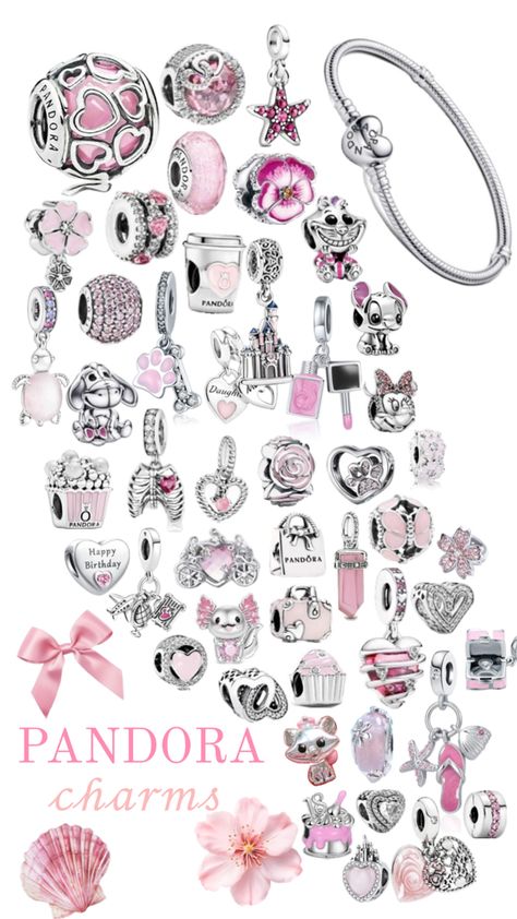 Charms jewellery fashion Pink Pandora Charms, Pandora Charms Pink, Aesthetic Bracelet, Pandora Bracelet Charms Ideas, Pandora Bracelet Designs, Small Bead Bracelet, 10 Ways To Wear, Pandora Jewelry Charms, Pandora Pink