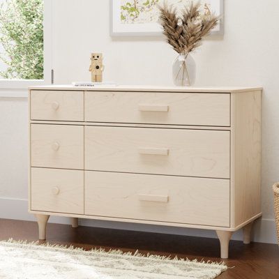 One little babe, so much stuff! This double dresser can store it all! Designed with spacious smooth-glide drawers, hidden hardware requires minimal assembly, and includes an anti-tip kit. With natural curves and tapered playful feet, this double dresser is a perfect complement to the Lolly 3-in-1 convertible crib while being versatile enough to match any modern home decor. Color: Washed Natural | babyletto Lolly 6 Drawer Double Dresser in Brown | Wayfair Convertible Crib, Double Dresser, Baby Girls Nursery, Girl Nursery, Baby Room, Cribs, Dresser, Drawers, Modern House