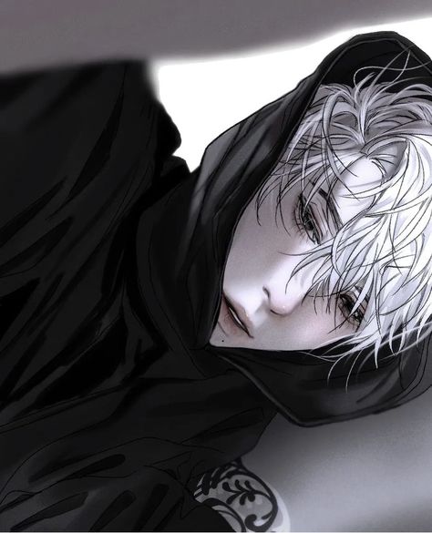 Man With White Hair Art, White Hair Boy Oc, White Hair Fanart, White Hair Male, White Hair Oc, Boy With White Hair, White Hair Anime Guy, Male Icon, Dark Anime Guys