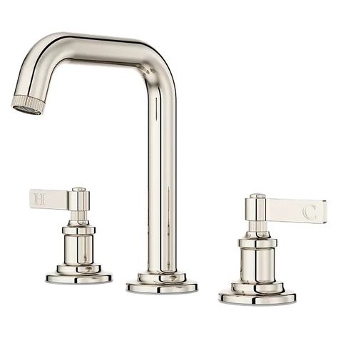 Polished Nickel Winter Park LG49-WN1D 2-Handle 8" Widespread Bathroom Faucet | Pfister Faucets Waterfall Tub Faucet, Coining, Touchless Kitchen Faucet, Single Handle Bathroom Faucet, Advanced Ceramics, Faucet Accessories, Kitchen And Bath Design, Widespread Bathroom Faucet, Bath Faucet